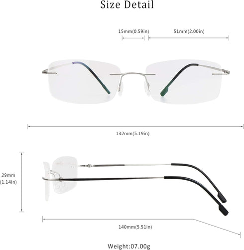 LifeArt Blue Light Blocking Reading Glasses, Men’s & Women’s Rimless Frame, +1.50 Magnification, Anti Eyestrain