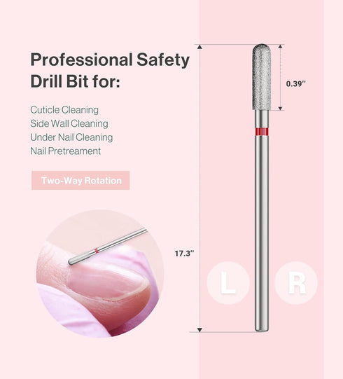 MelodySusie 3mm Rounded Top Barrel Cuticle Clean Nail Drill Bit, 3/32'' Professional Safety Carbide
