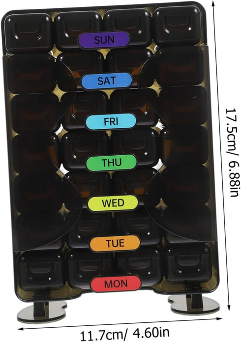 Mikinona Portable Weekly Pill Organizer Case with Compartments Travel Medicine Box for Daily Vitamin and Management
