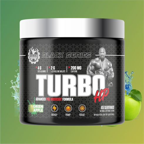 Dexter Jackson Black Series Turbo HP Pre Workout, 45 Servings, 450 Gram, Flavoured, Green Apple