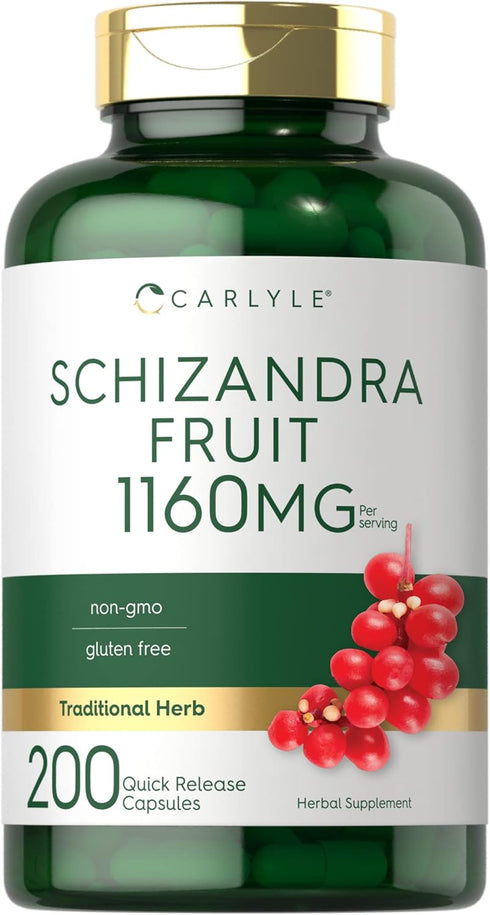 Carlyle Schisandra Supplement 1160 mg | 200 Capsules | Non-GMO Gluten Free Berry Fruit Extract