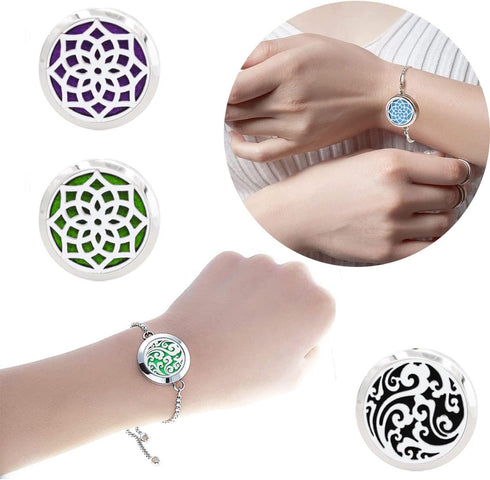 Nadiho 2 20 Set Pcs Essential Oil Diffuser Bracelet, Stainless Steel Aromatherapy Diffuser Locket Adjustable Bracelet
