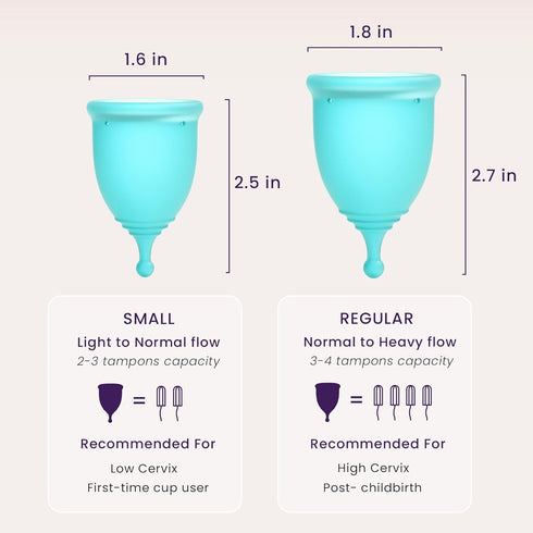 EcoBlossom Reusable Menstrual Cup Set, Medical Grade Silicone Period Cups, Comfortably Use for 12 Hours (Small & Large)