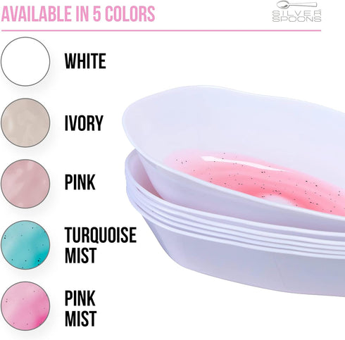 Silver Spoons MINI DESSERT BOWLS, Oval Dessert Plates, Lava Collection, Pink Mist, 6 PC
