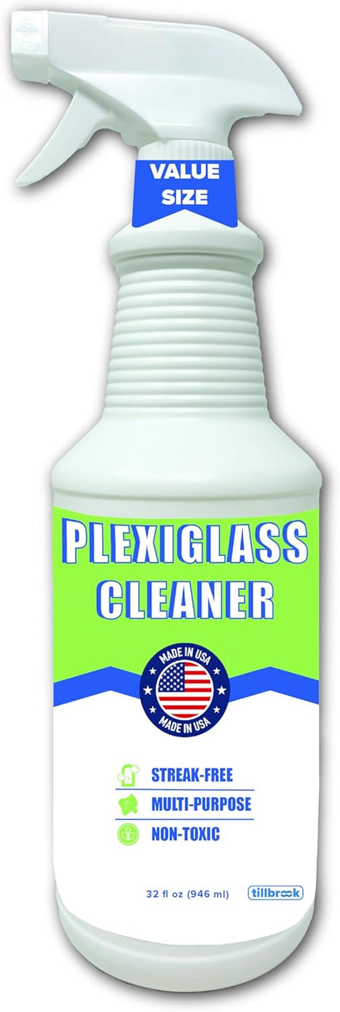 Tillbrook Plexiglass Cleaner - 32 oz Acrylic Cleaner for Plexi glass, Plastic, Vinyl,