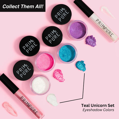 Prim and Pure Mineral Gift Set with Unicorn Mirror, Kids Eyeshadow Makeup Kit, Organic & Natural, Made in USA