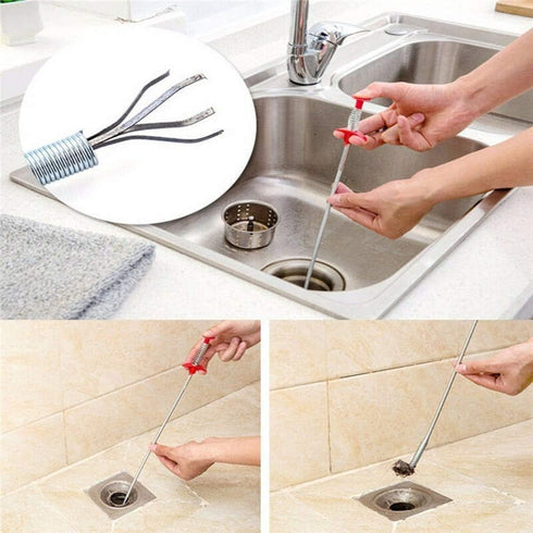Flexible Grabber Claw Pick Up Reacher Tool with 4 Claws, Bendable Hose for Litter Pick, Home Sink, Drains, Toilet