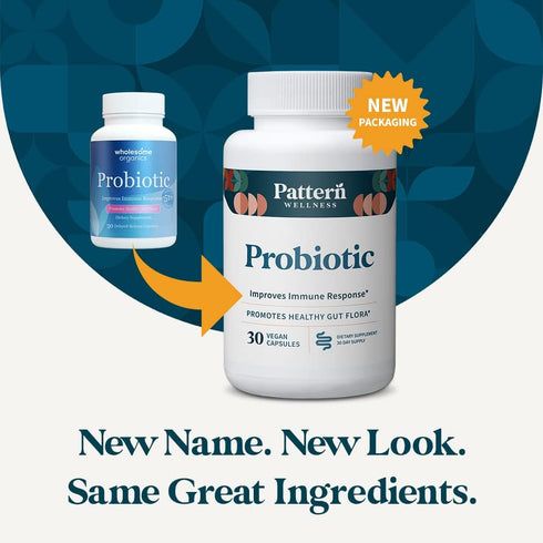 Pattern Wellness Probiotic Supplement - 51 Billion CFU - 30 Vegan Capsules - Promotes Healthy Gut Flora & Immune Health