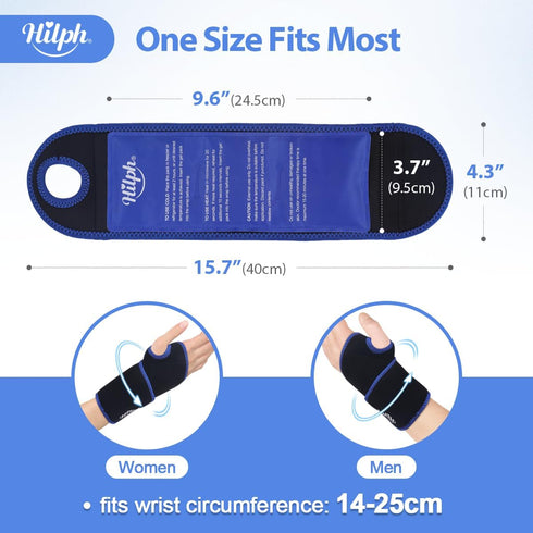 Hilph Wrist Ice Pack Wrap, Reusable Gel Cold Pack for Pain Relief, Hot & Cold Compress for Carpal Tunnel