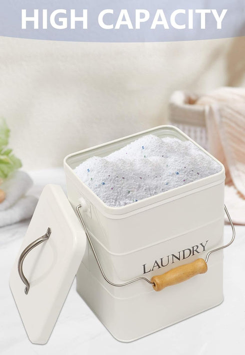 Xbopetda Laundry Powder Bin, Washing Powder Storage Tin with Scoop, Airtight Lid & Handles, Laundry Detergent Powder