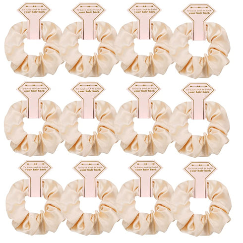 Satin Scrunchies 12 Pack - Proposal Gifts, Elastics Hair Ties for Bachelorette Party Favors, Bridal Wedding Parties