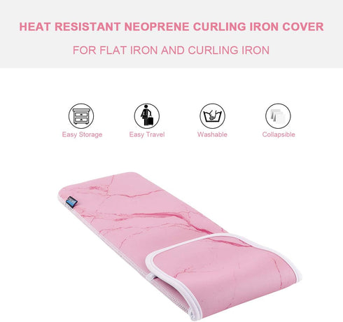 Heat Resistant Neoprene Curling Iron Cover Bag, Universal Sleeve for Flat Iron, Travel Case Pouch, 15 x 5 Inches (Dark