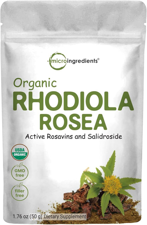 Micro Ingredients Organic Rhodiola Rosea Root Extract, 50g Powder | Adaptogenic Herb Supplement for Energy & Relaxation