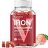 Vegan Iron Gummies Supplement with Vitamin C, A, B-Complex, Folate, Zinc for Adults & Kids - Peach Flavor (90 Ct)