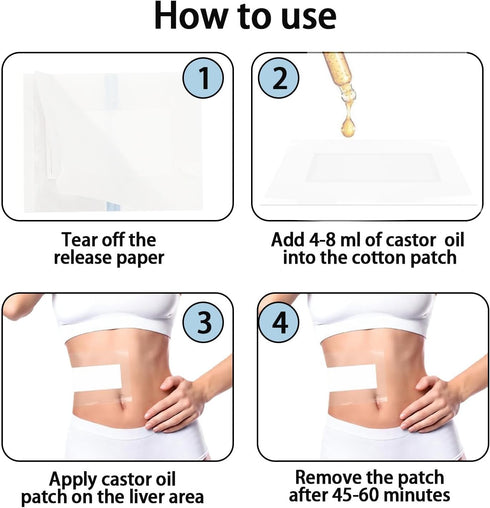 Sndperiexam 12 Pack 4.33Inches Pcs White Castor Oil Wrap, Self-Adhesive Castor Oil Patches Disposable, Portable Anti