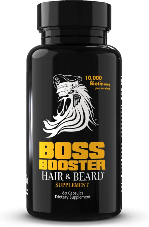 Bossman Boss Booster Supplement – 60 Capsules – MSM and 10,000 MCG Biotin for Beard Growth