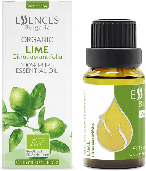 Essences Bulgaria Organic Lime Essential Oil 0.51 Fl Oz, 100% Pure Natural for Aromatherapy and Skin Care