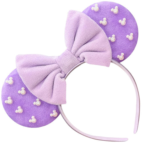 Large Size Mouse Ears Headband for Women, Purple Fuzzy Mouse Ears for Adult Plus-Size