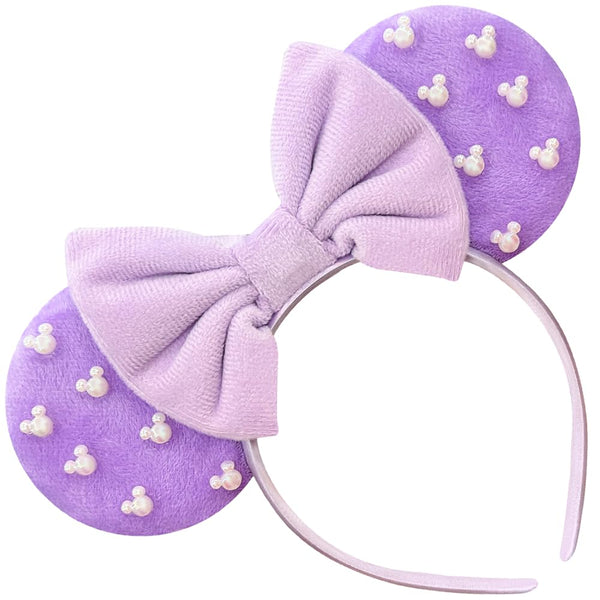 Large Size Mouse Ears Headband for Women, Purple Fuzzy Mouse Ears for Adult Plus-Size