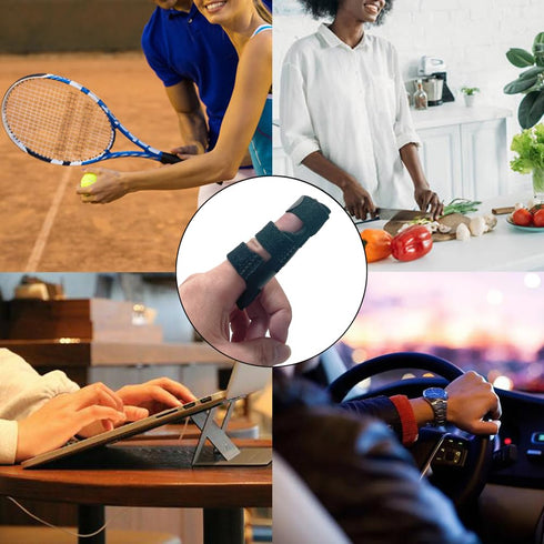 Upgraded Finger Splints (4Pcs) - Trigger Finger Brace with 3 Fixing Straps for Mallet Finger and Arthritis Relief