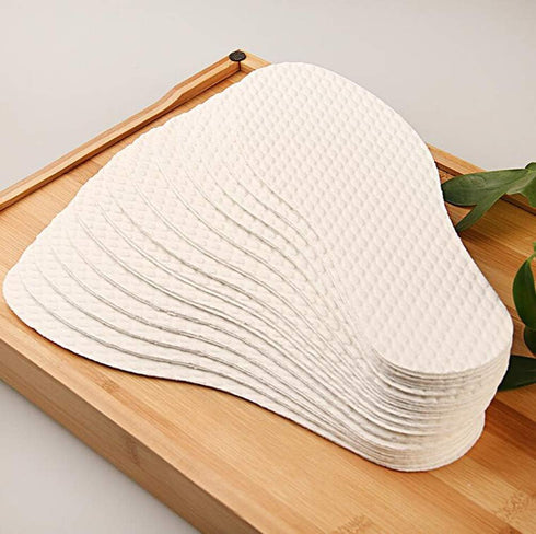10 Pairs White Disposable Breathable Slim Barefoot Insoles, Natural Sweat Treatment Shoe Insert Pads for Women