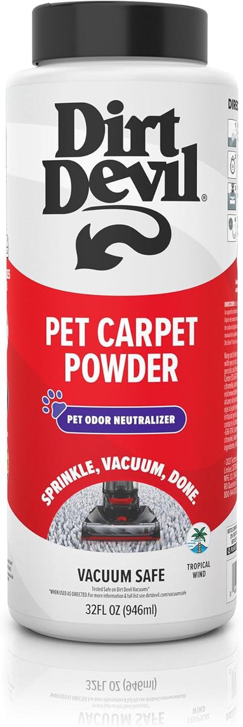 Dirt Devil 32 oz Pet Carpet Powder, Room Refresher, Pet Odor Eliminator, Tropical Wind Scent