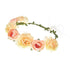 June Bloomy Women Rose Floral Crown Hair Wreath Leave Headband with Adjustable Ribbon (Champagne)