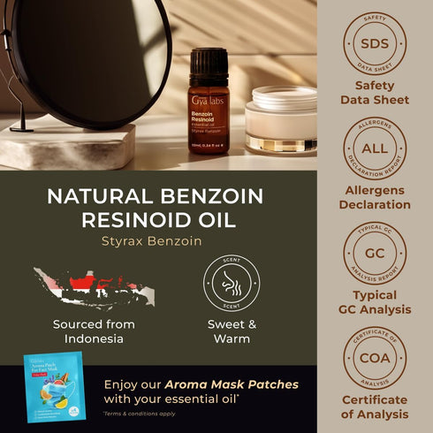Set Set 2x0.34 oz Benzoin Resinoid & Vanilla Essential Oil - Aromatherapy Grade Essential Oils - fl - Gya Labs