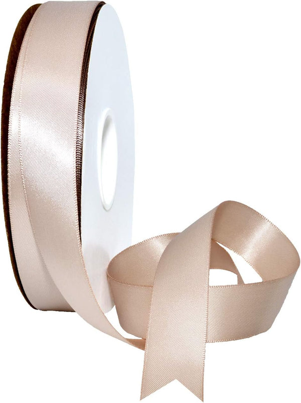 Morex Ribbon Double Face Satin Ribbon 7/8" X 50 YD Vanilla for Gift Wrapping, Birthday Gift Cards, Satin Dress