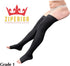 Ziperior 15-20 mmHg Thigh High Compression Wide Calf Inside Leg Zipper Open Toe
