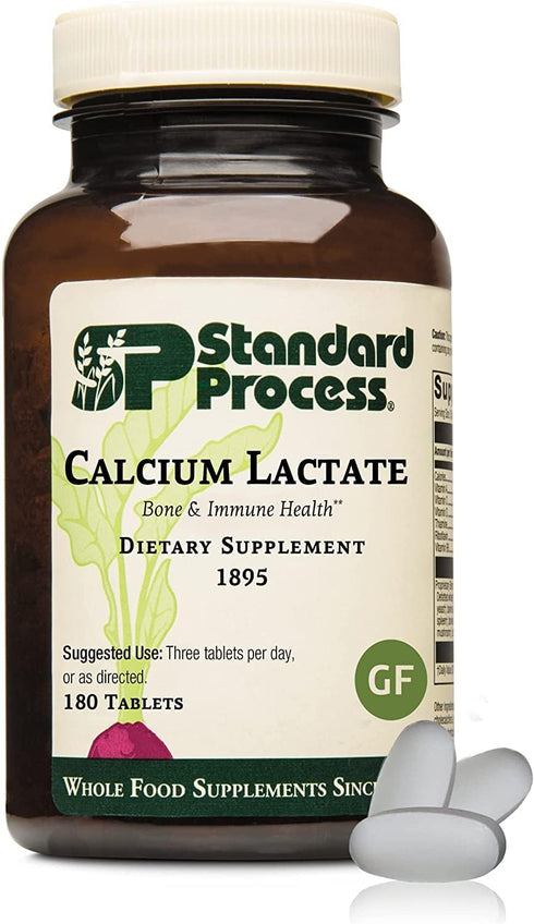 Standard Process Calcium Lactate - Immune Support and Bone Strength Supplement with Magnesium, 180 Tablets