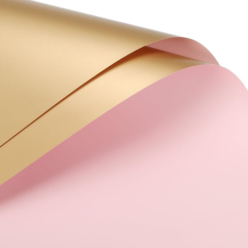 MECCANIXITY 20 Pcs Double Sided Color Flower Wrapping Paper, Waterproof Lotus Color+Gold for DIY Crafts