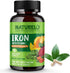 NATURELO Vegan Iron Supplement with Vitamin C, Organic Whole Foods - Gentle Iron Pills for Women & Men, 90 Mini Capsules