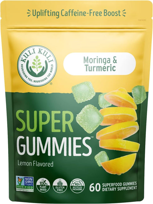 Kuli Kuli Super Energy Gummies - 60 Non-GMO, Gluten-Free Moringa Energy Supplements, Caffeine-Free Natural Booster