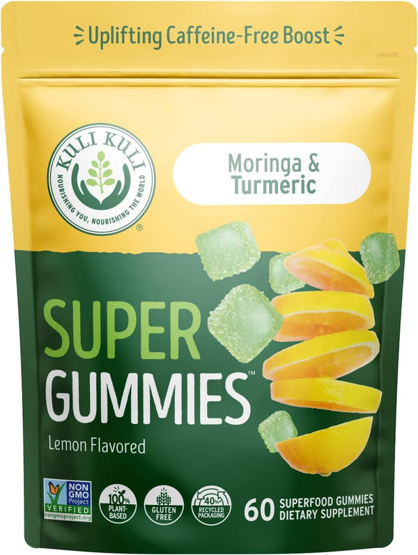 Kuli Kuli Super Energy Gummies - 60 Non-GMO, Gluten-Free Moringa Energy Supplements, Caffeine-Free Natural Booster