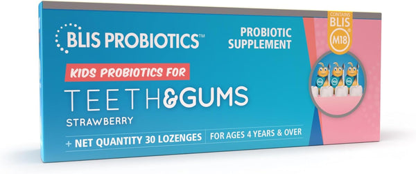 BLIS Probiotics Kids Teeth & Gums Oral Probiotics for Mouth M18, 2.5 Billion Cfu, Sugar Free Lozenges, Strawberry