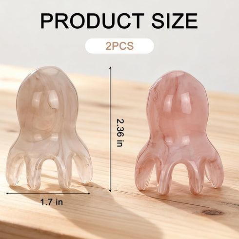 Prebafo 2Pcs 8 Octopus Head Massage Comb - Scalp Massager Tool for Deep Relaxation, Amber and Gray Manual Acupressure