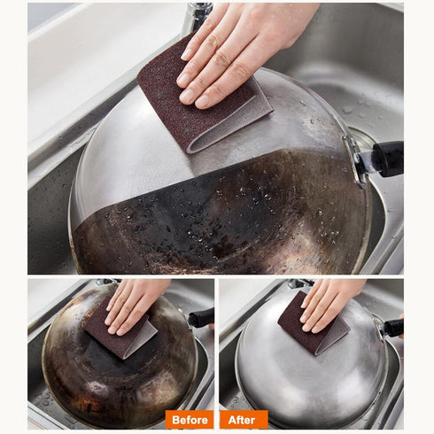 Double Sided Carborundum Sponge, Emery Cleaning Sponge for Dishwashing, Rust Removal, Kitchen Sinks, 4 Rolls