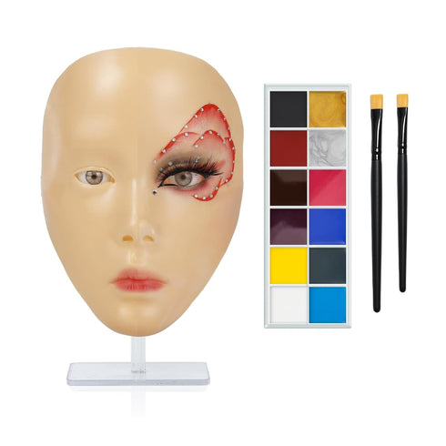 Makeup Practice Face Board, Silicone Mannequin Head for Eye Makeup Practice, Gift for Beginners, Makeup Artists