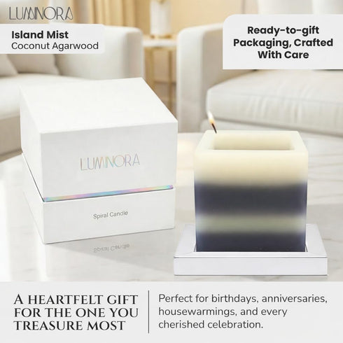 INTERGAZE Square Spiral Light Candle - Unique Spiral Wick Candle Innovative Hollow Design - Decorative Candles for Home