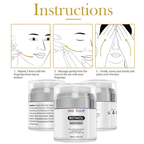 Retinol Face Night Cream, 2.5% Retinol, Hyaluronic Acid, Vitamin E, Anti Aging, Reduce Fine Lines, 1.7 oz