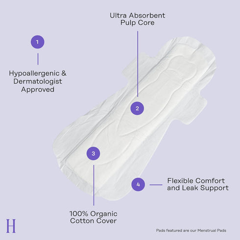 The Honey Pot Company Herbal Pads for Women, 48 ct Overnight Pads w/Wings, Organic Cotton Cover & Essential Oils