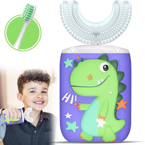 KRX Kids Ultrasonic Electric Toothbrush, U Shaped Rechargeable Automatic Toothbrushes with Replacement Brush