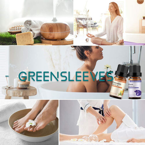 GREENSLEEVES 2 Pack Essential Oil Set - 100% Pure Oils for Diffuser, Humidifier, Massage (Violet + Calendula)