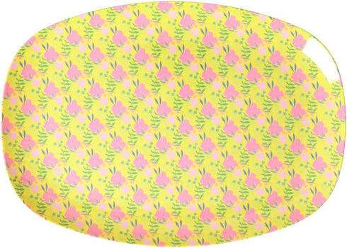 RICE BY RICE Yellow Sunny Days Print Rectangular Plate