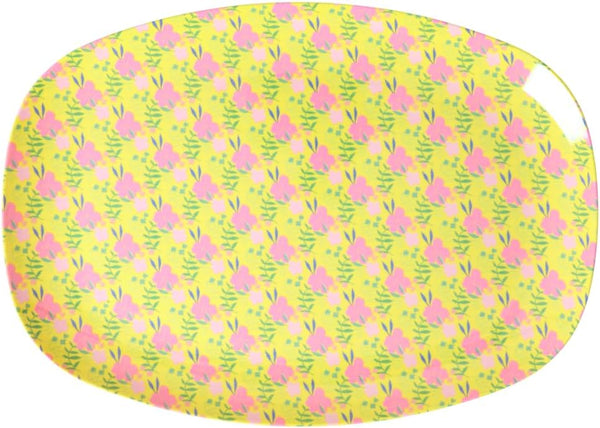 RICE BY RICE Yellow Sunny Days Print Rectangular Plate