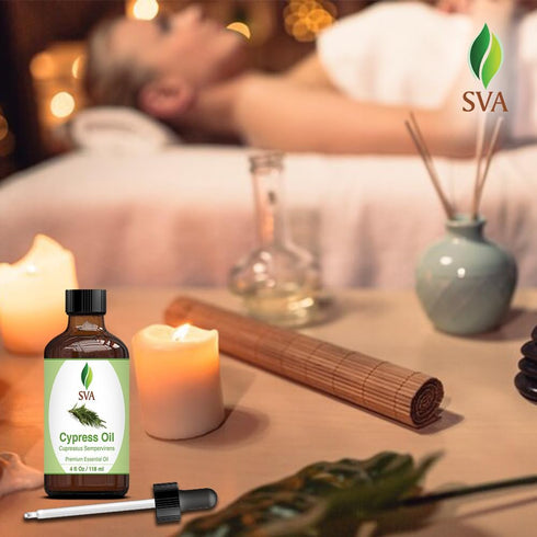 SVA Cypress Oil, 4oz (118 ml), Premium Essential Oil with Dropper for Skin Care, Hair Care, and Aromatherapy
