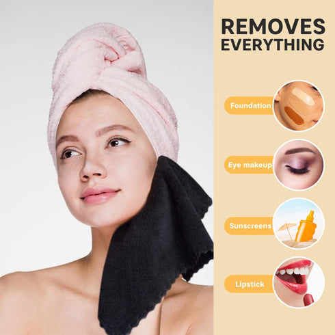 SUNLAND Microfiber Face Cloth, Reusable Makeup Remover Facial Cleansing Towel, 12 Pack Black