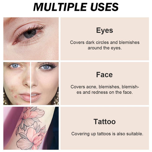 Kaely Pot Concealer Full Coverage Set, Waterproof Foundation Makeup Brush Kit, Eye Ring Corrector