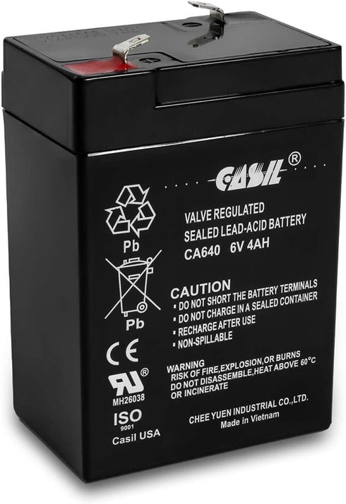 Casil 6V 4Ah Rechargeable Sealed Lead Acid Replacement Battery (1 Pack)